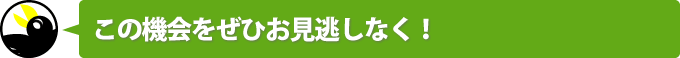 この機会をぜひお見逃しなく！